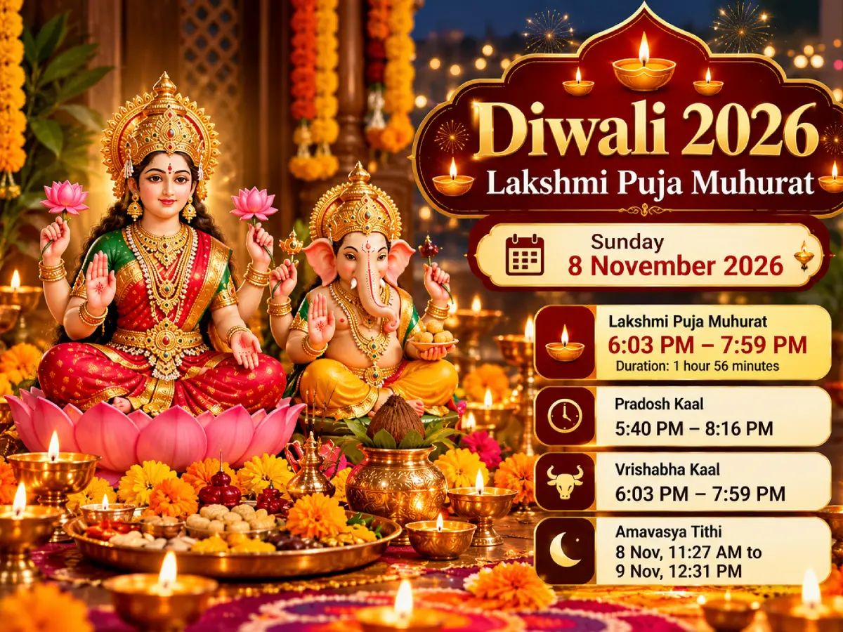Diwali 2026 Lakshmi Puja Muhurat: Date, Time and Puja Vidhi for All India